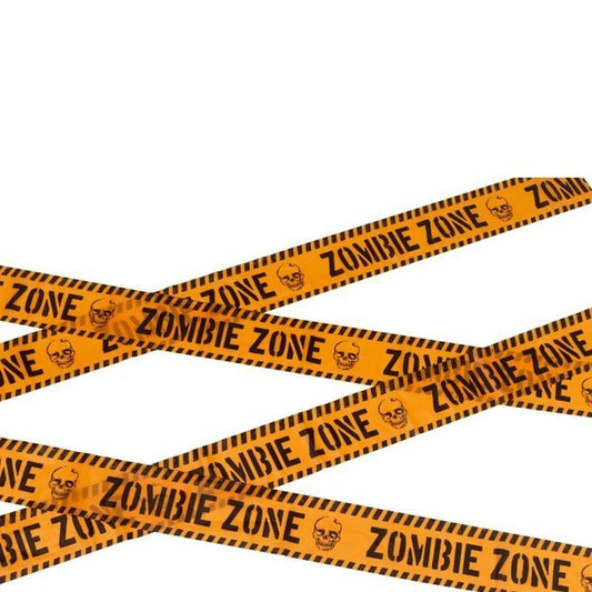 Zombie Zone Caution Tape Adult Orange Black 6 M 1
