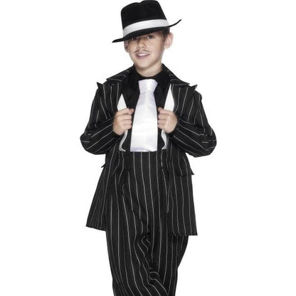 Zoot Suit Costume Kids Black White Jacket Trousers Braces Set 1