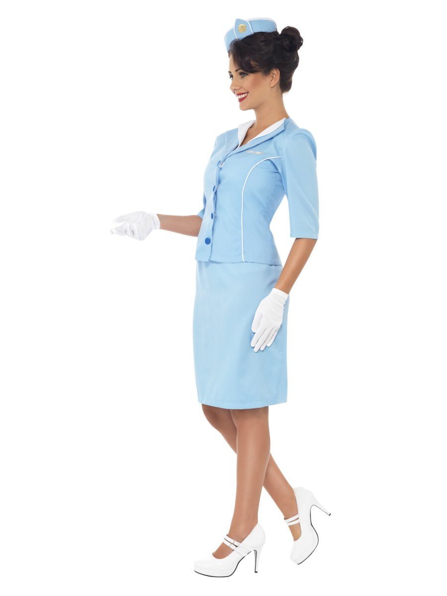 Air Hostess Costume Ladies Trolley Dolly Blue Suit