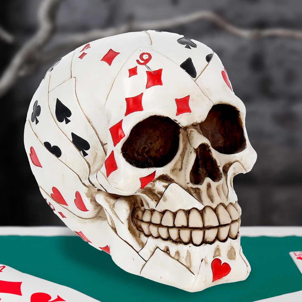 Dead Mans Hand Playing Card Skull Ornament 15cm 7