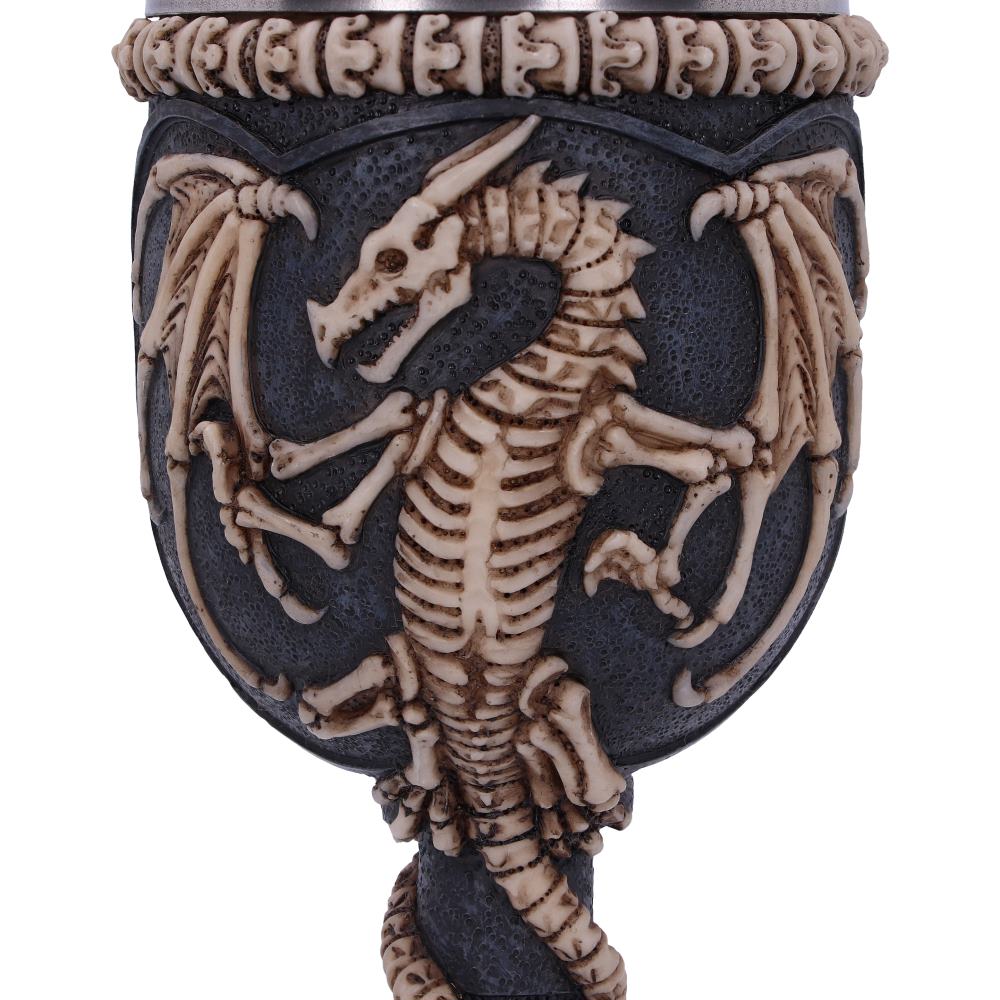 Realistic Fossilised Dragon Remains Skeleton Goblet Wine Glass 19cm 5