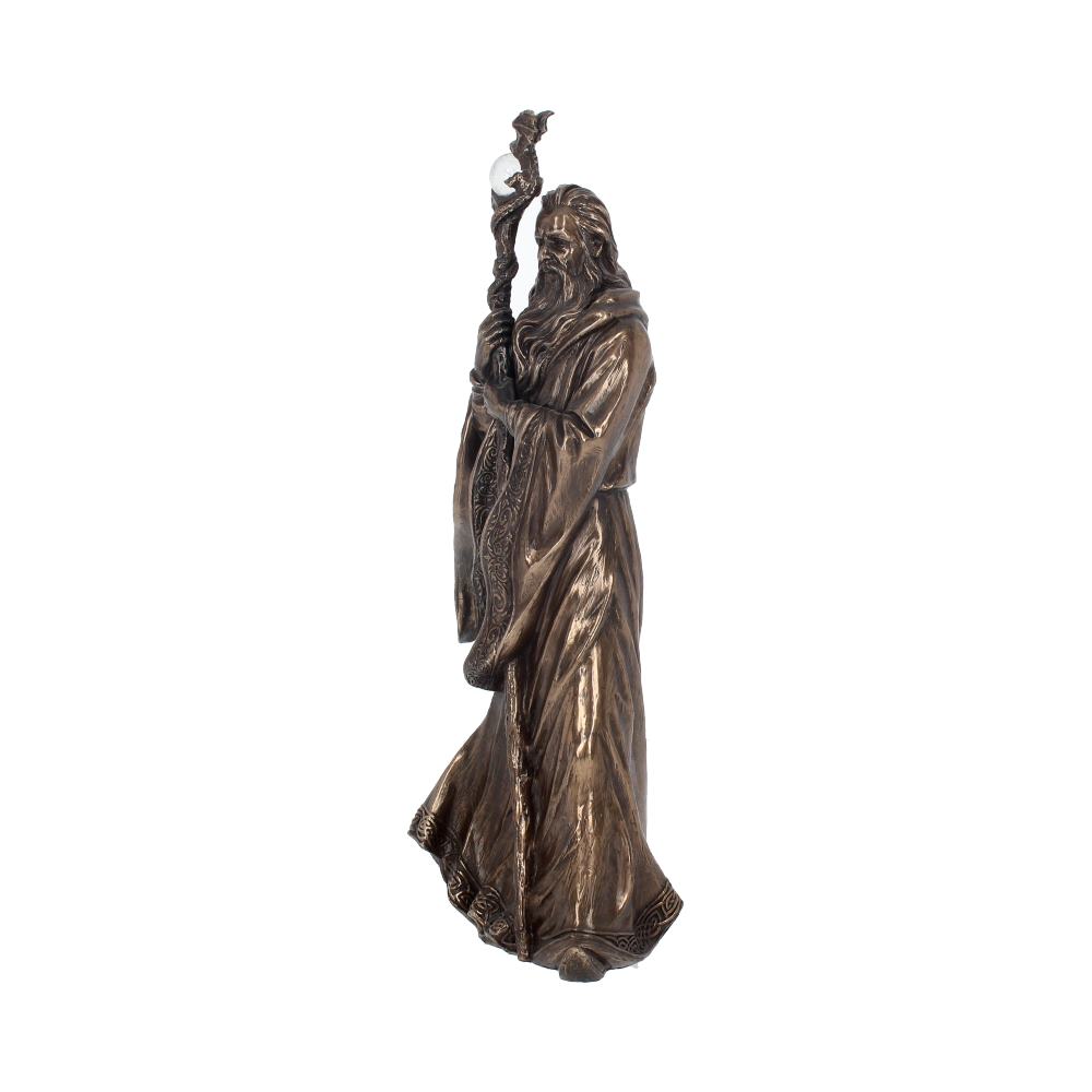 Bronze Wizard Merlin Figurine Arthurian Magic Sorcerer Ornament 28cm