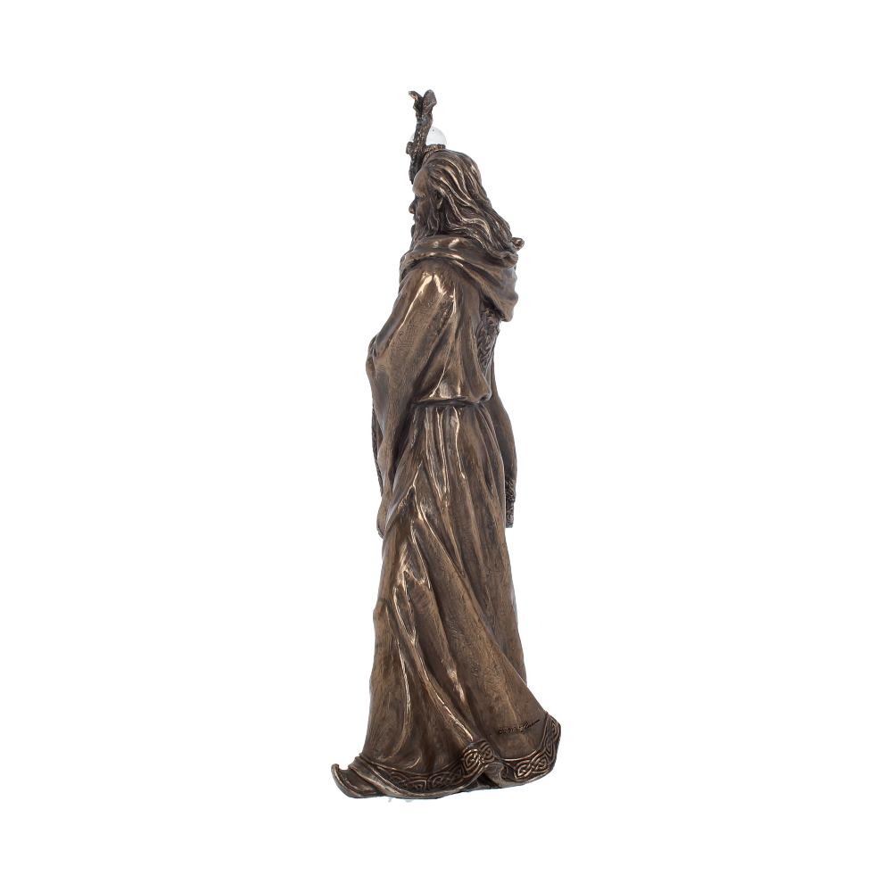 Bronze Wizard Merlin Figurine Arthurian Magic Sorcerer Ornament 28cm 3