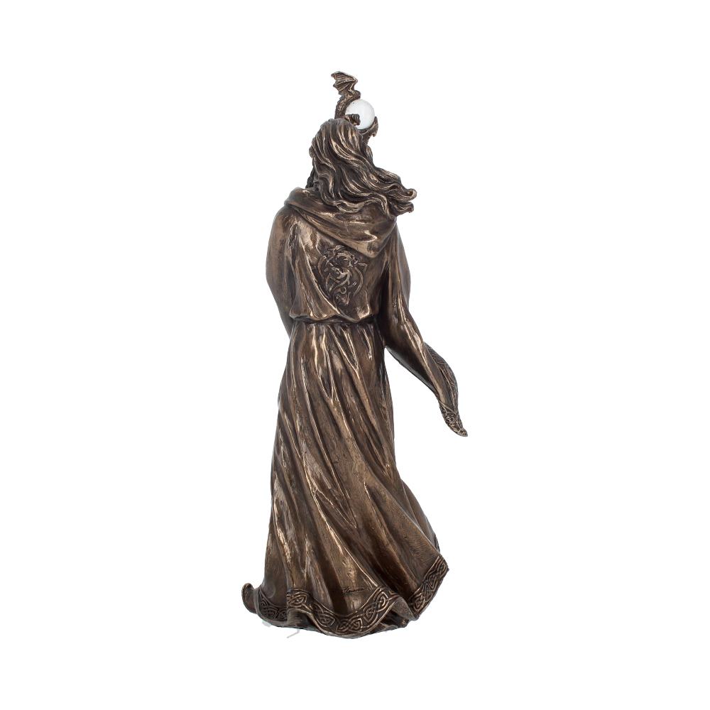 Bronze Wizard Merlin Figurine Arthurian Magic Sorcerer Ornament 28cm