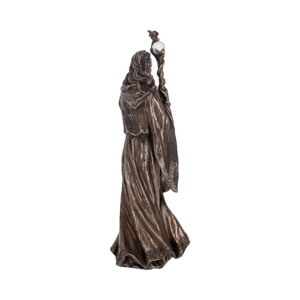 Bronze Wizard Merlin Figurine Arthurian Magic Sorcerer Ornament 28cm