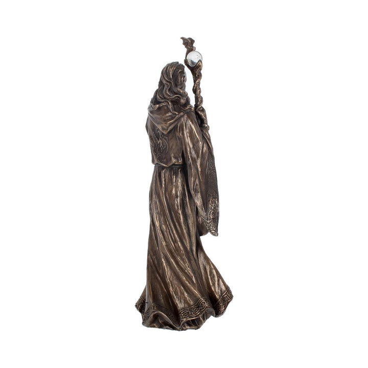 Bronze Wizard Merlin Figurine Arthurian Magic Sorcerer Ornament 28cm