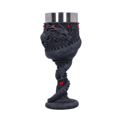 Black Chinese Dragon Coil Goblet Wine Glass 20cm 1