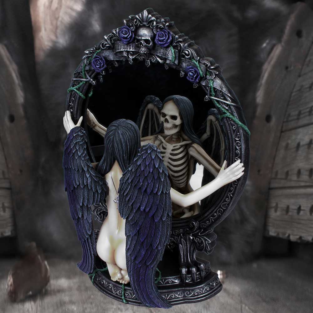 Fates Reflection Gothic Mirror Female Skeleton Ornament 33cm 2