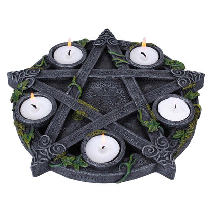 Wiccan Pentagram Tea Light Holder Gothic Witch Candle 25.5cm 1