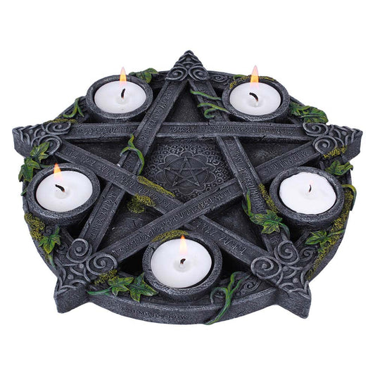 Wiccan Pentagram Tea Light Holder Gothic Witch Candle 25.5cm 1