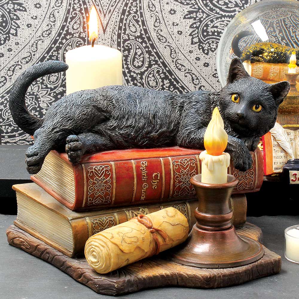 Witching Hour Cat Figurine by Lisa Parker Black Candle Ornament 20.5cm 8