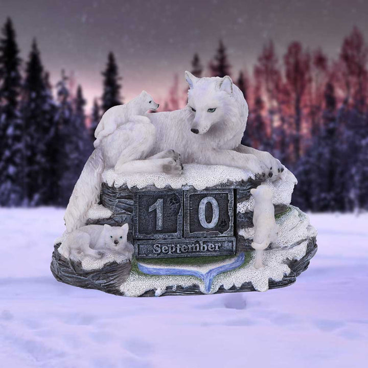 Mothers Watch White Wolf and Pups Calendar Mothers 13cm 6
