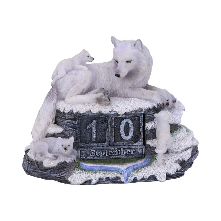 Mothers Watch White Wolf and Pups Calendar Mothers 13cm