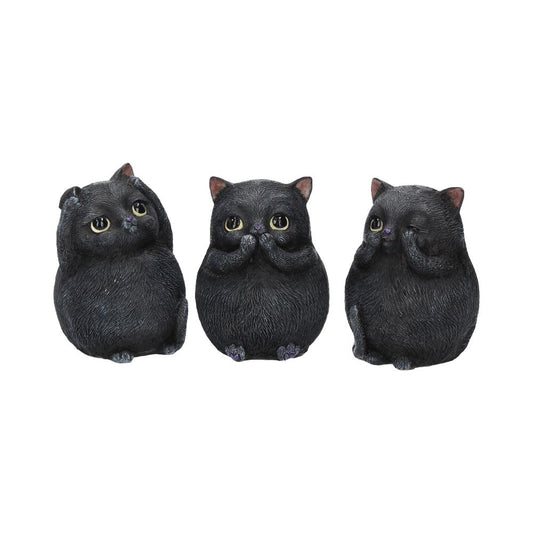Three Wise Fat Cat Figurines 3 Cute Cats 8.5cm 1