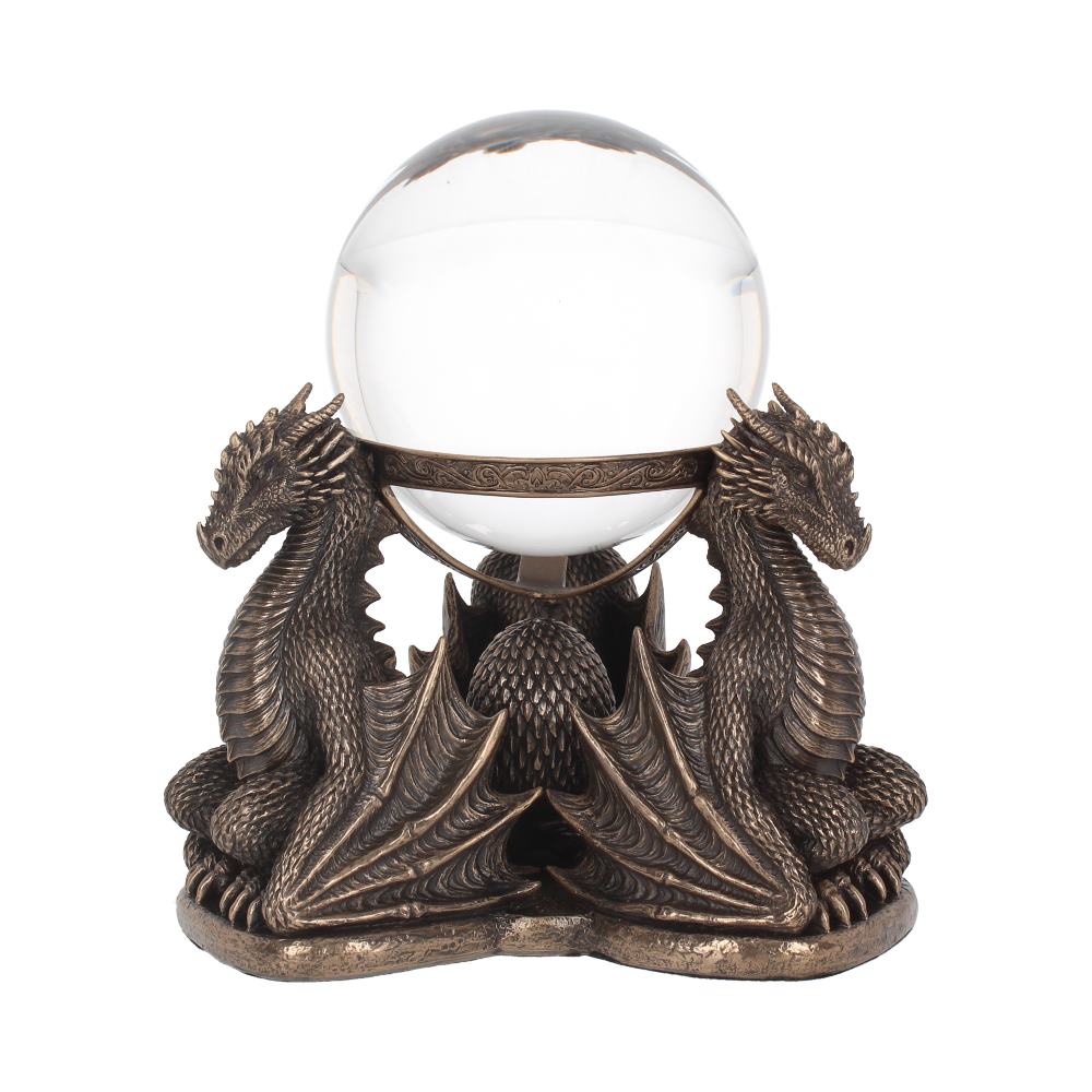 Bronze Dragons Prophecy Mythical Crystal Ball Holder 18.5cm 1