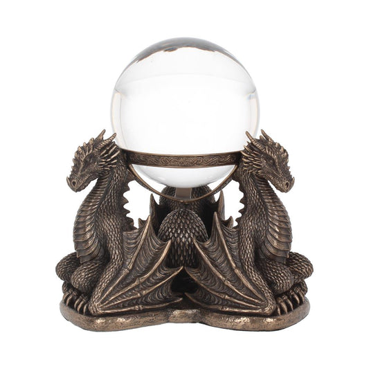 Bronze Dragons Prophecy Mythical Crystal Ball Holder 18.5cm 1
