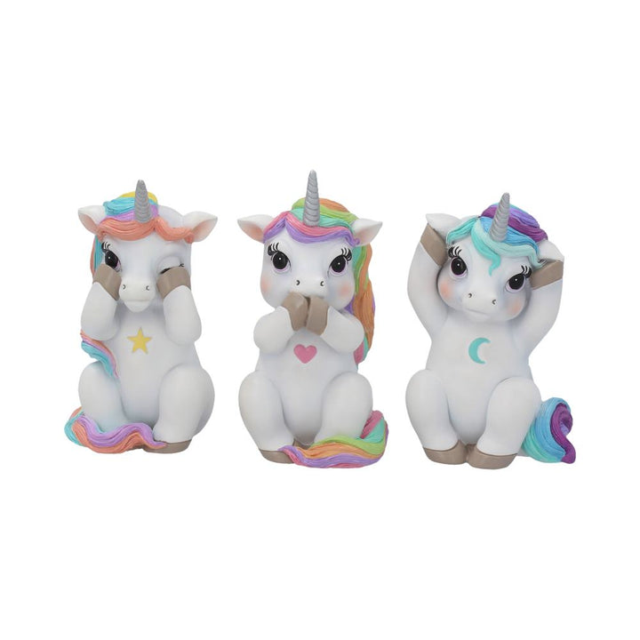 Three Wise Cutiecorns Ornament Cute Unicorn Figurine Set 9.5cm