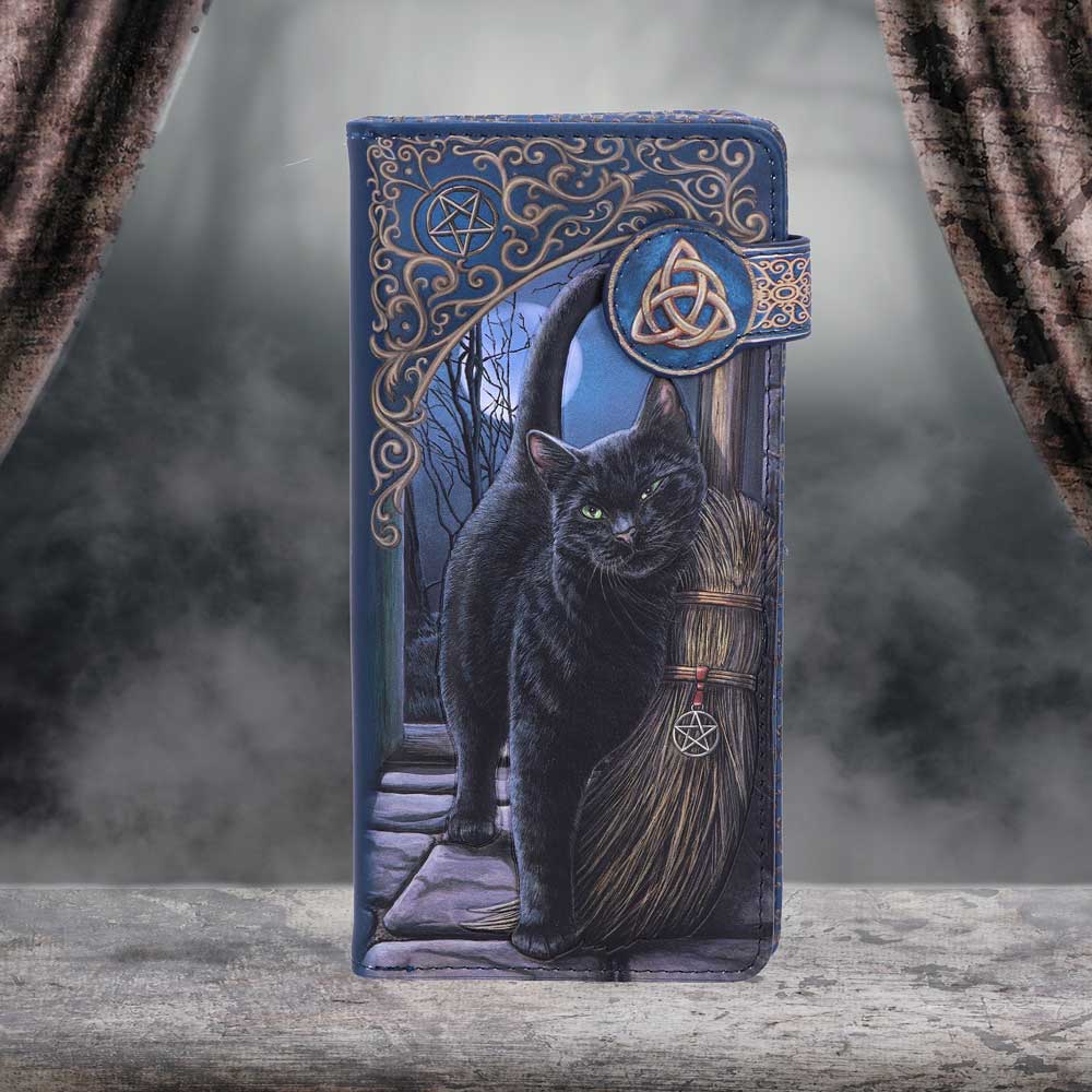A Brush with Magick Cat Purse Navy Embossed 18.5cm 7