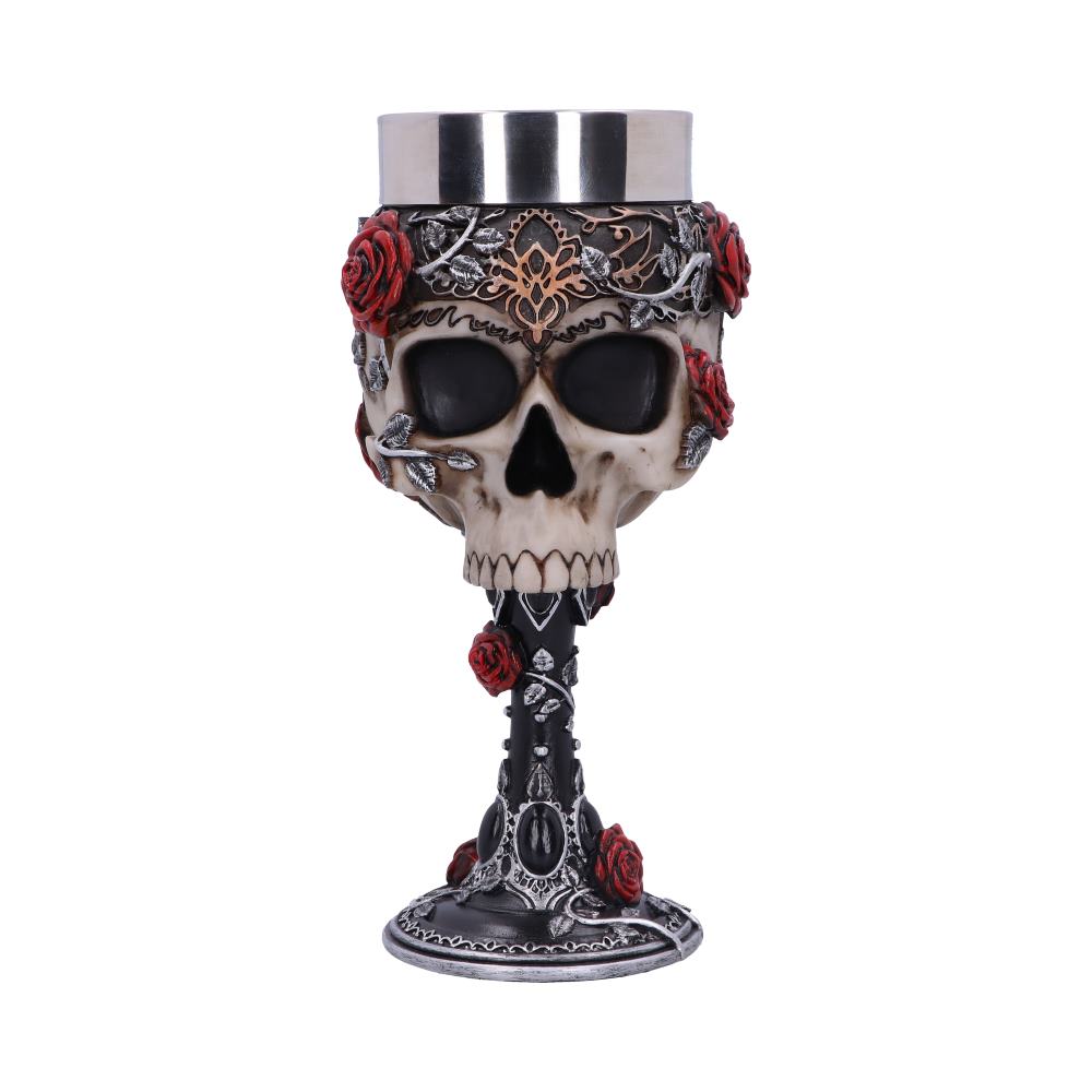Gothic Roses Goblet Skull Horror Wine Glass 18cm 1