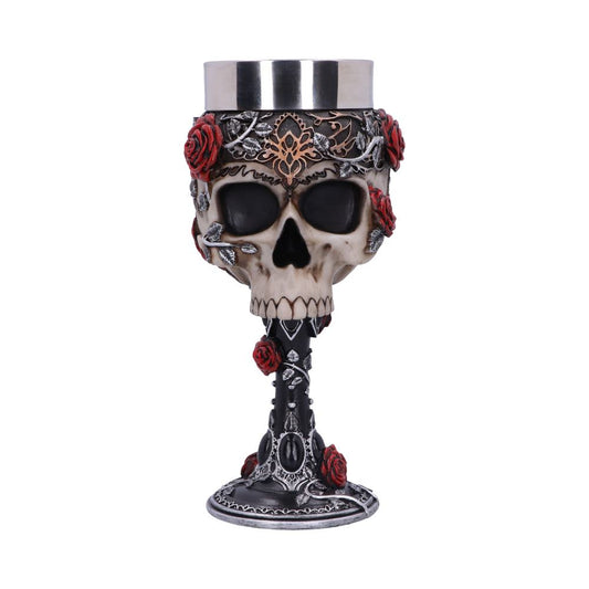Gothic Roses Goblet Skull Horror Wine Glass 18cm 1