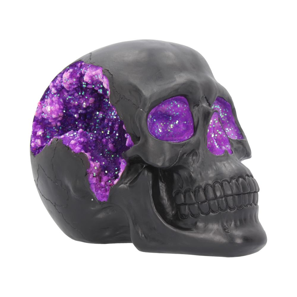 Geode Skull Black Purple Gothic Glitter Figurine 17cm 1