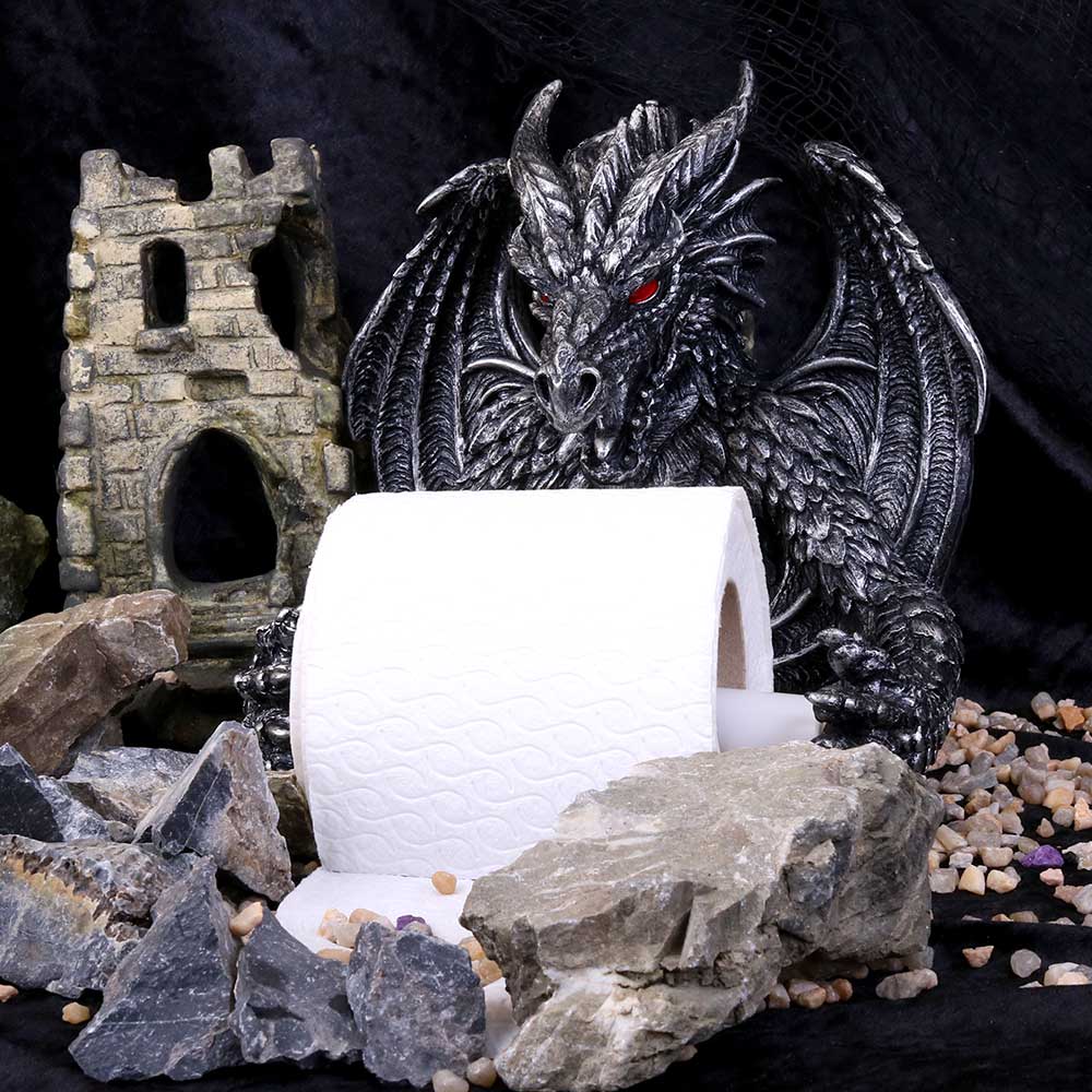 Obsidian Menacing Gothic Dragon Toilet Roll Holder 2
