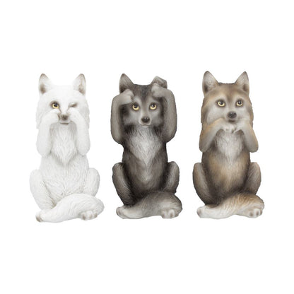 Three Wise Wolves Figurines 10cm 1