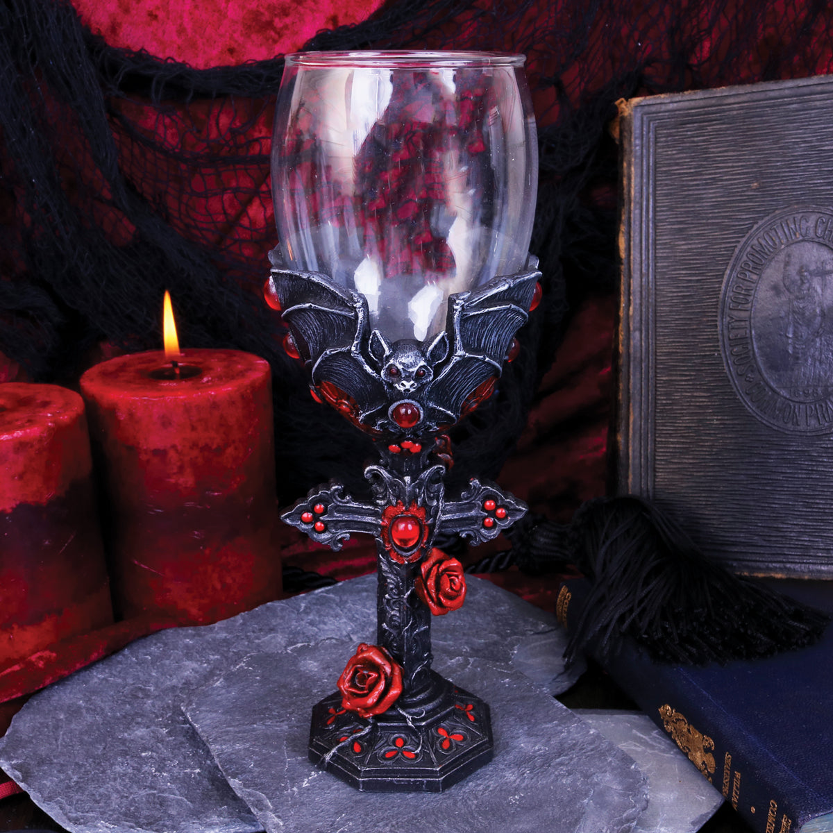 Carpe Noctem Dracula Vampire Bat Wine Glass Goblet 20cm 7