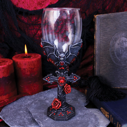 Carpe Noctem Dracula Vampire Bat Wine Glass Goblet 20cm 7