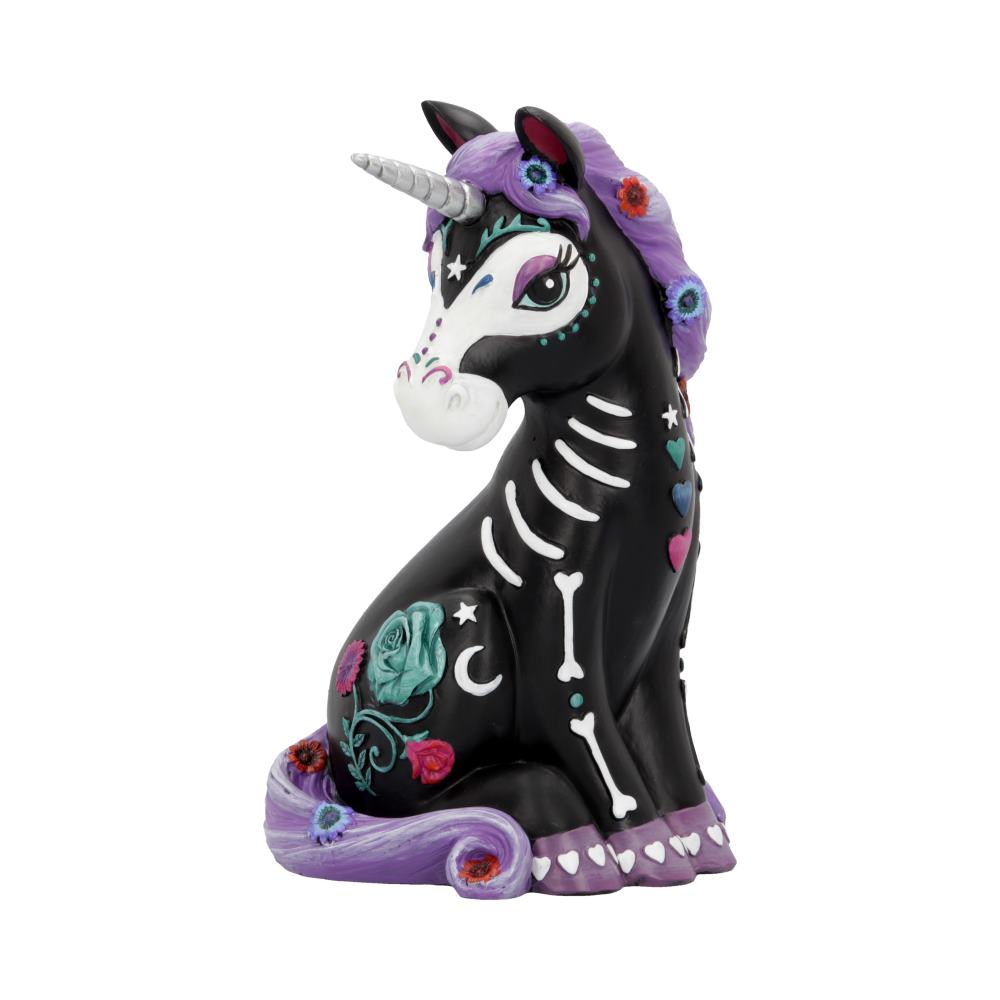 Sugarcorn Black Day of the Dead Skeleton Unicorn Figurine 22cm 1