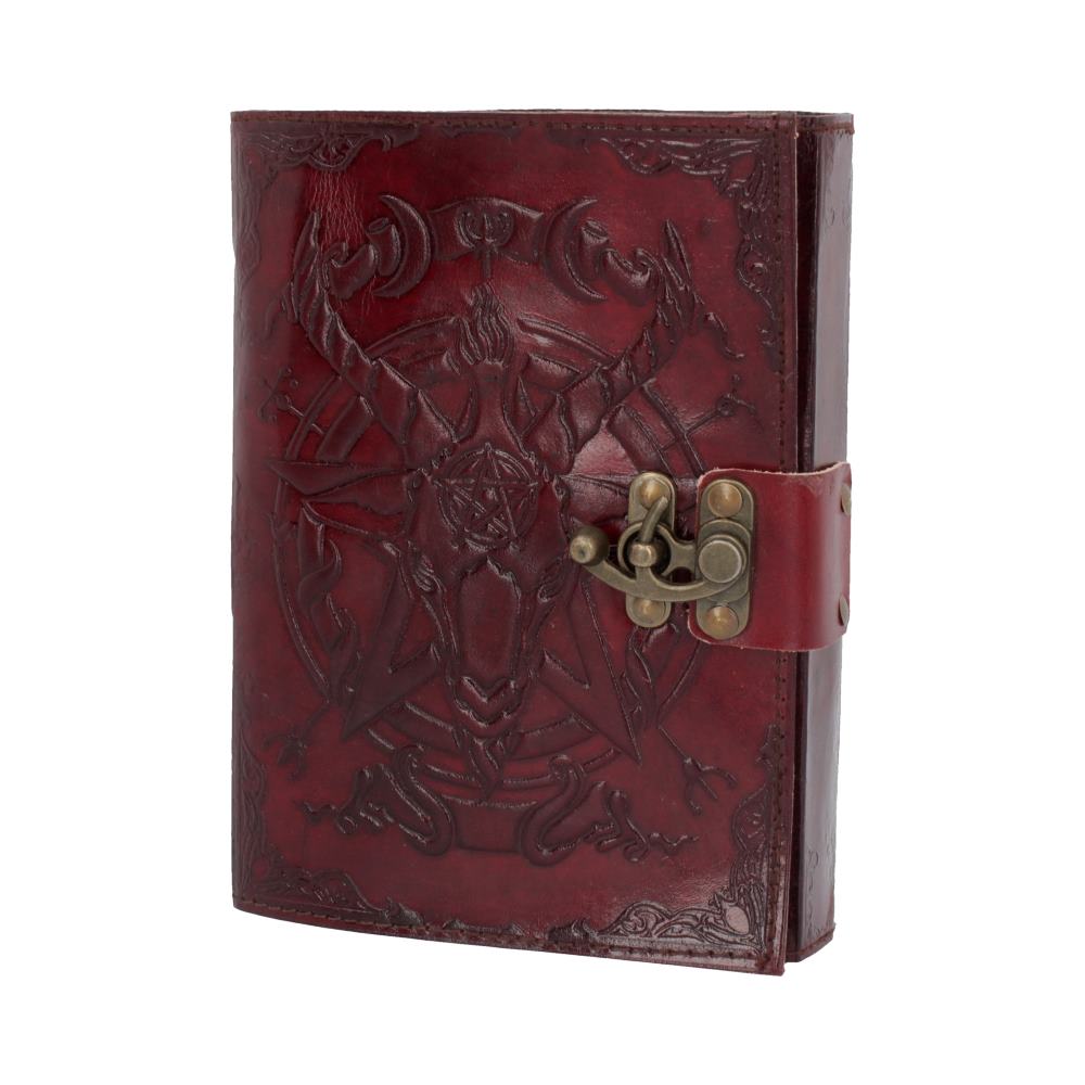 Lockable Red Leather Baphomet Embossed Journal 15cm x 21cm 1