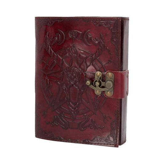 Lockable Red Leather Baphomet Embossed Journal 15cm x 21cm 1