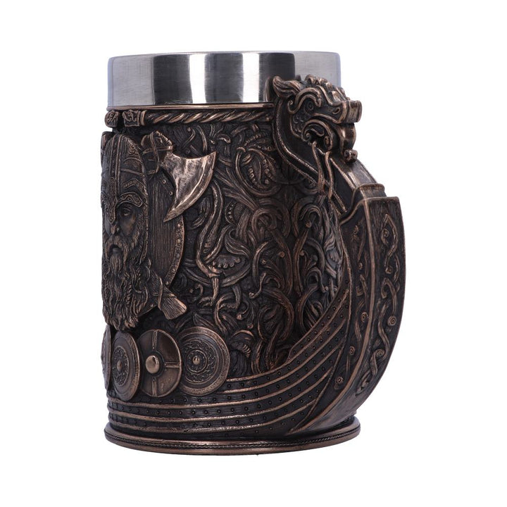 Bronze Drakkar Dragon Boat Viking Tankard 15cm 2