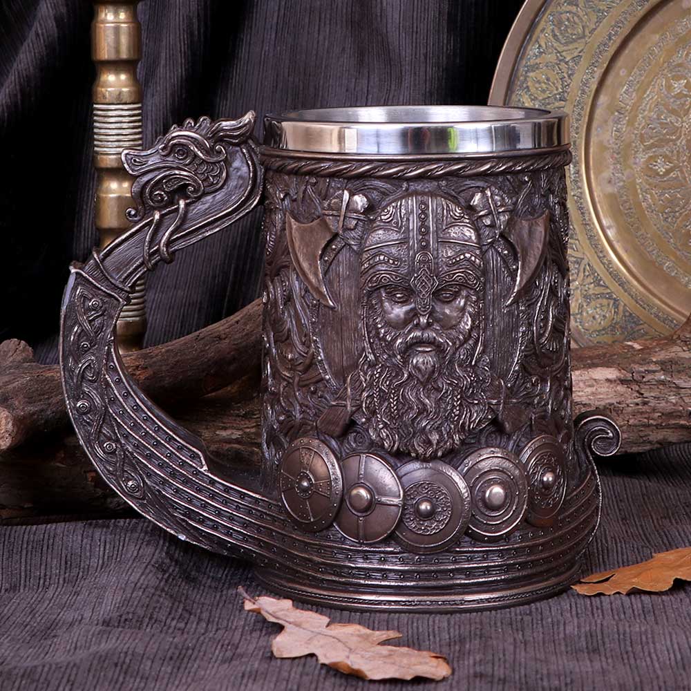 Bronze Drakkar Dragon Boat Viking Tankard 15cm 8