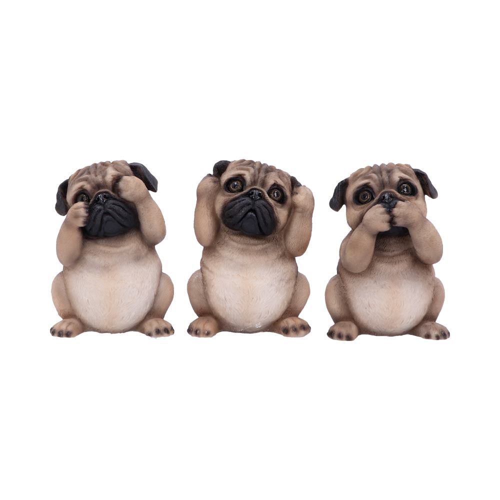 Three Wise Pugs Dog Ornaments 8.5cm 1