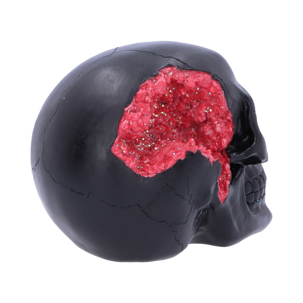 Geode Skull Black Red Gothic Glitter Figurine 17cm 4
