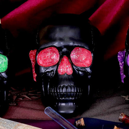 Geode Skull Black Red Gothic Glitter Figurine 17cm 6