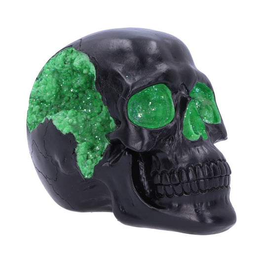 Geode Skull Black Green Gothic Glitter Figurine 17cm 1