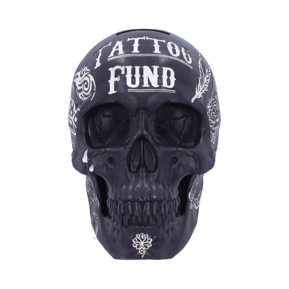 Black and White Traditional Tribal Tattoo Fund Skull Money Box Piggy Bank 4