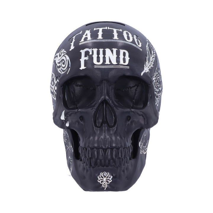 Black and White Traditional Tribal Tattoo Fund Skull Money Box Piggy Bank