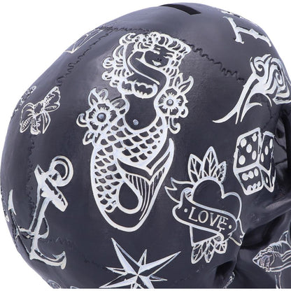 Black and White Traditional Tribal Tattoo Fund Skull Money Box Piggy Bank 5