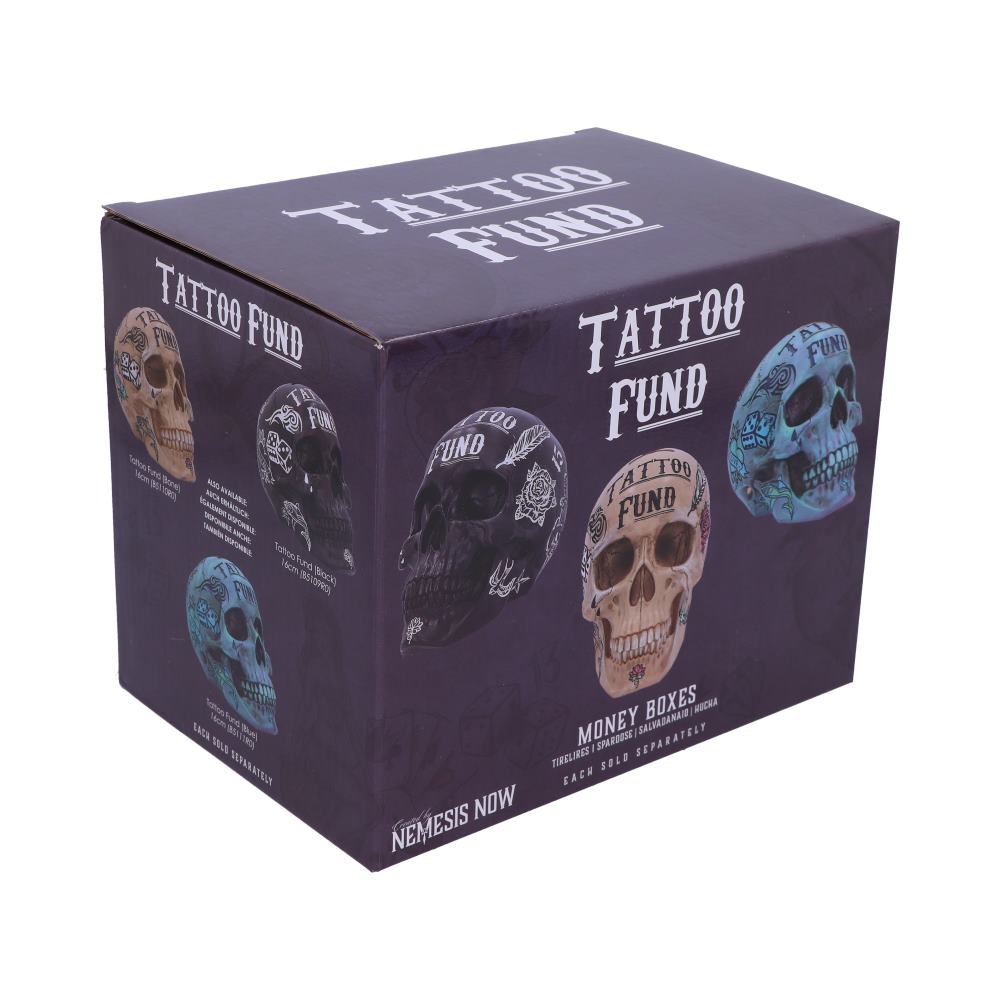 Black and White Traditional Tribal Tattoo Fund Skull Money Box Piggy Bank 7