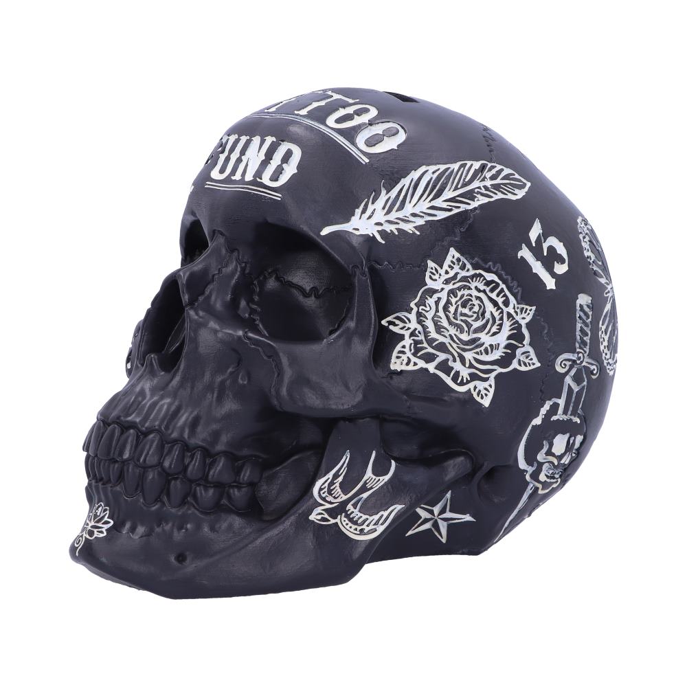 Black and White Traditional Tribal Tattoo Fund Skull Money Box Piggy Bank 1