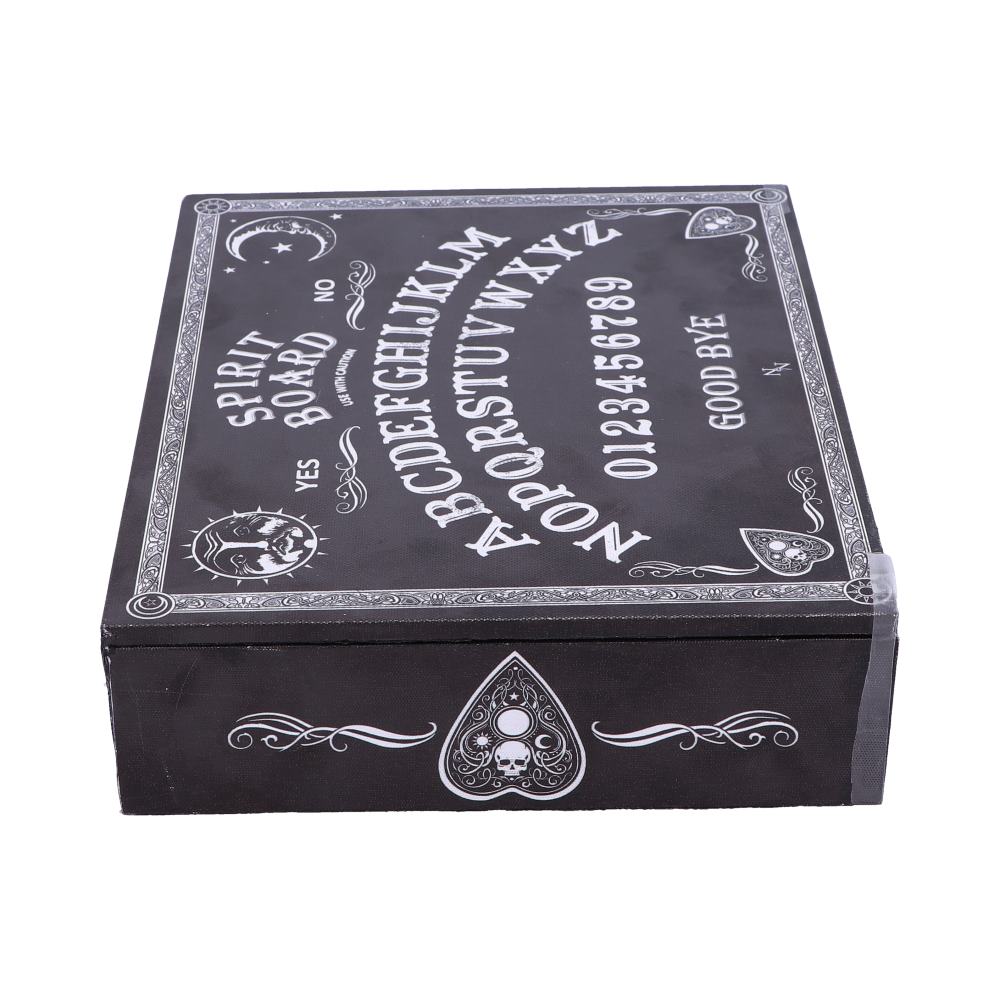 Black and White Spirit Board Planchette Jewellery Storage Box with Mirror 25cm