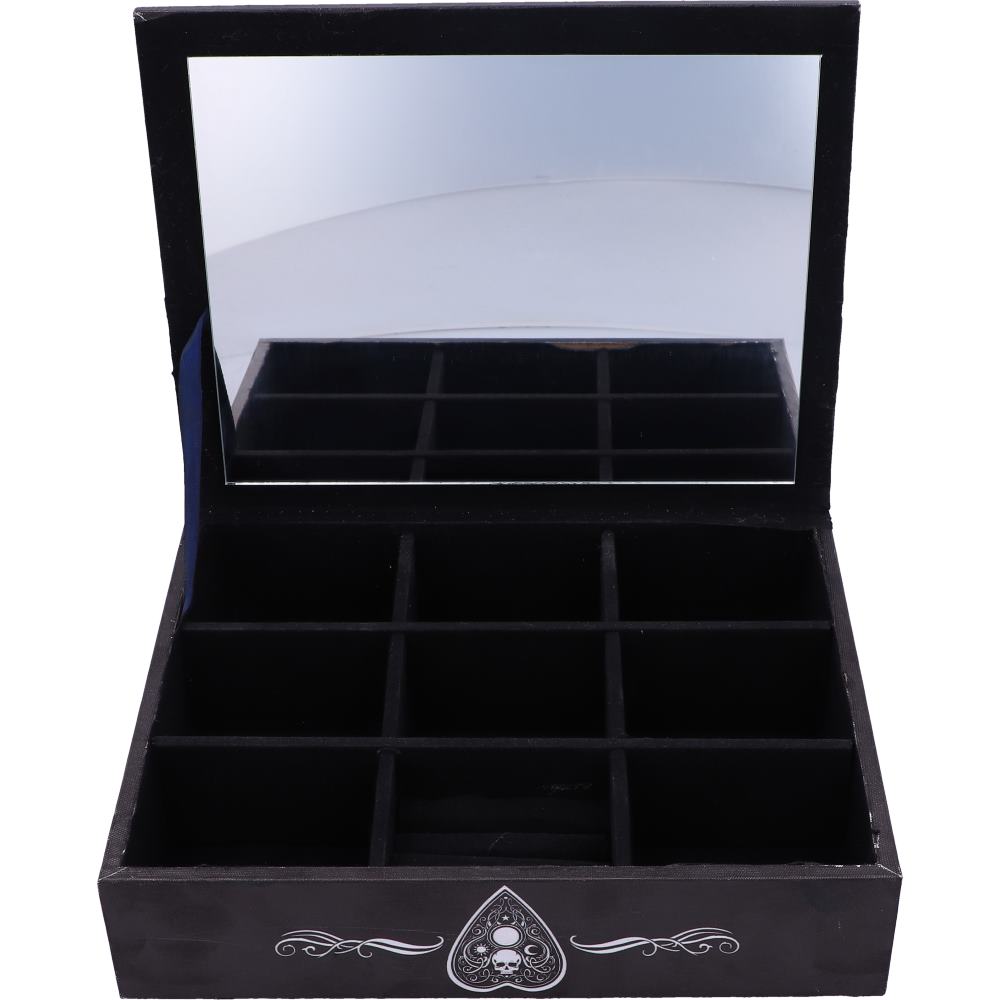 Black and White Spirit Board Planchette Jewellery Storage Box with Mirror 25cm