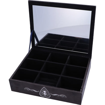 Black and White Spirit Board Planchette Jewellery Storage Box with Mirror 25cm 6
