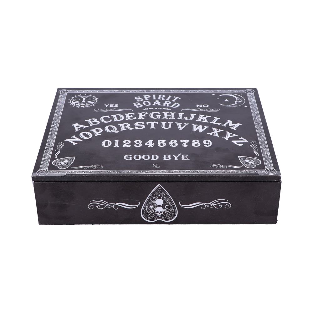 Black and White Spirit Board Planchette Jewellery Storage Box with Mirror 25cm 1