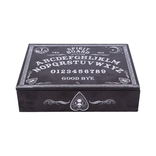 Black and White Spirit Board Planchette Jewellery Storage Box with Mirror 25cm 1