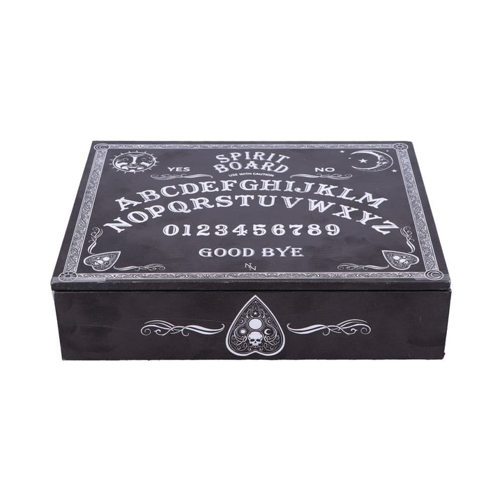 Black and White Spirit Board Planchette Jewellery Storage Box with Mirror 25cm