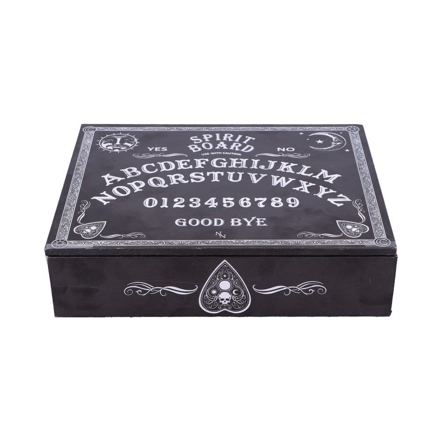 Black and White Spirit Board Planchette Jewellery Storage Box with Mirror 25cm